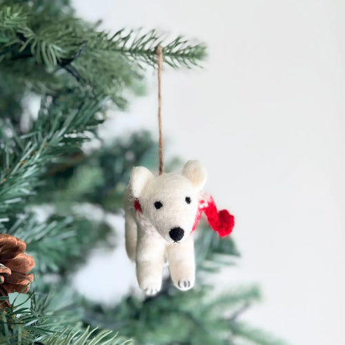 Felt Ornament Polar Bear w/ Scarf