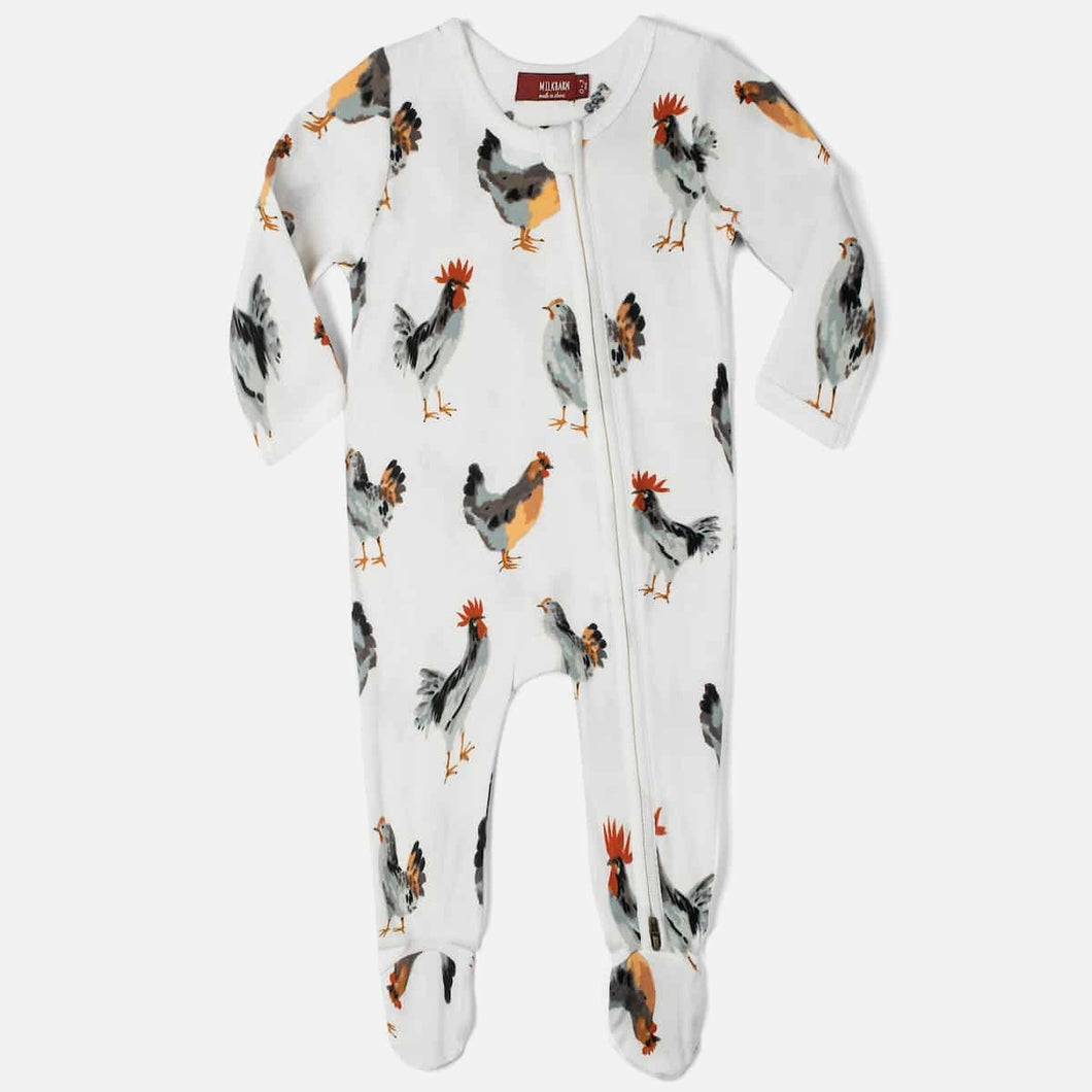 Zipper Footed Romper Chicken | MILKBARN