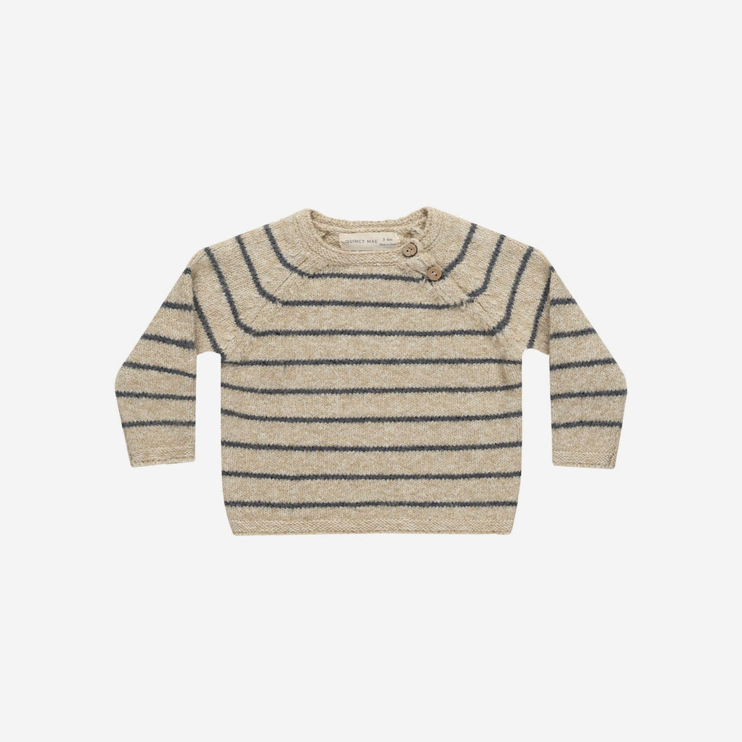 Ace Knit Sweater Indigo Stripe | Quincy Mae