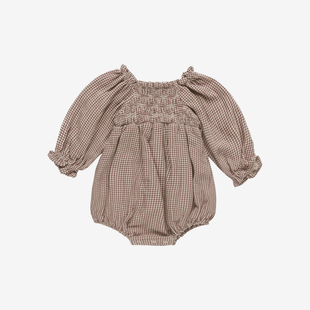 Eden Romper Plum Gingham | Quincy Mae