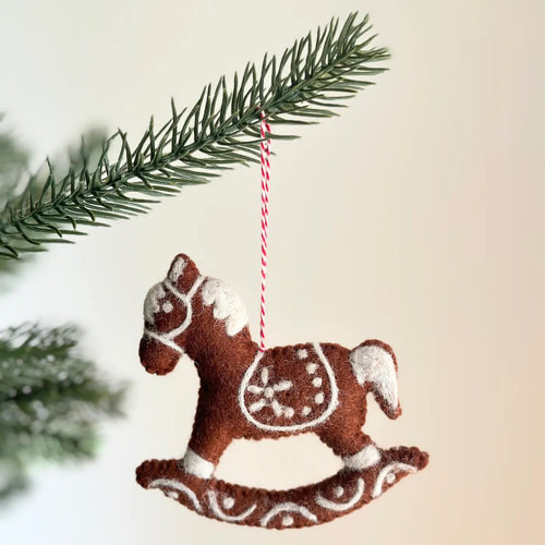 Felt Ornament Gingerbread Rocking Horse