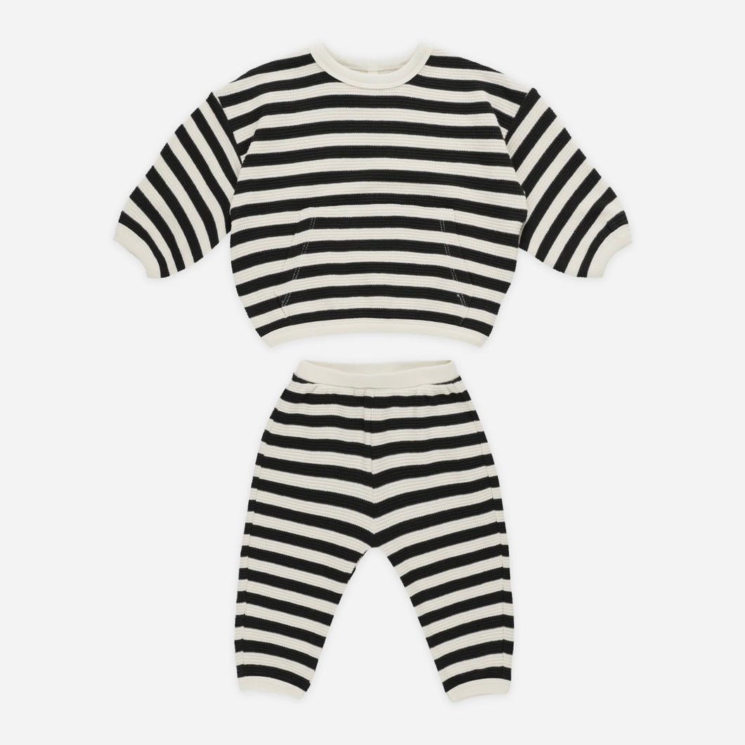 Waffle Slouch Set Black Stripe | Quincy Mae