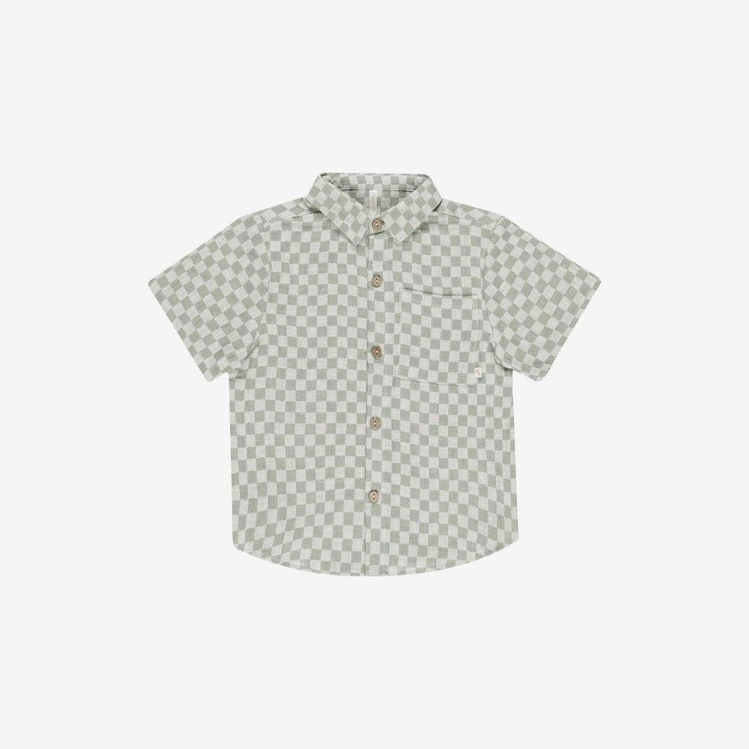 Collared Short Sleeve Shirt Sage Check | Rylee + Cru